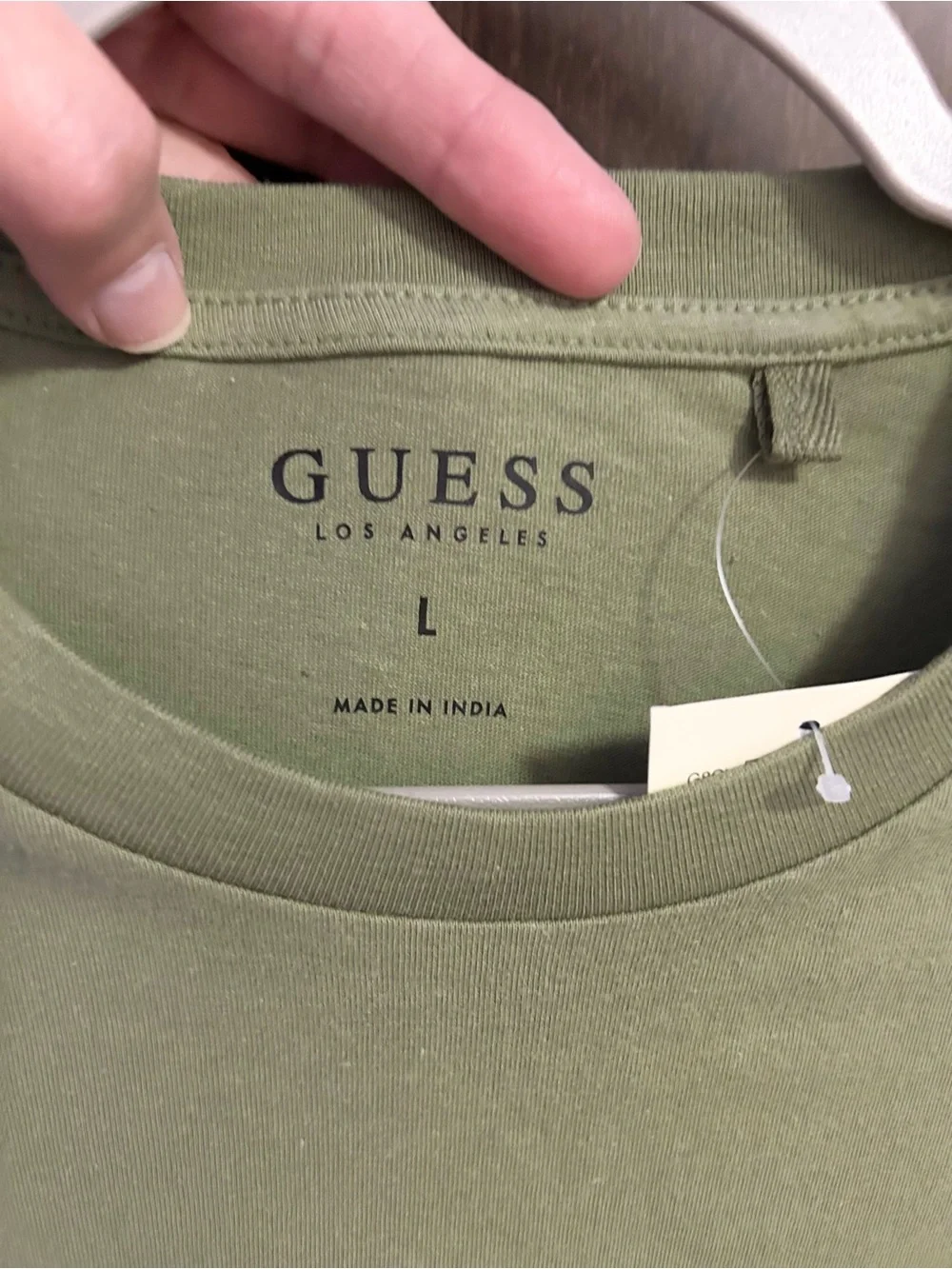 New Guess Denim Los Angeles Logo Tape Crew Neck Short Sleeve Bamboo Tee Size L - Picture 4 of 6